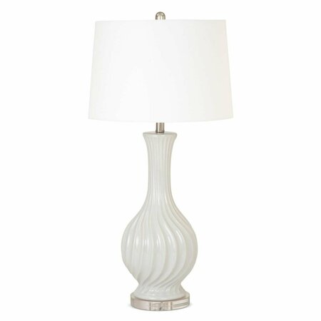 HOMEROOTS 33 x 15 x 17 in. Light Gray Curved Ceramic Table Lamps 397230